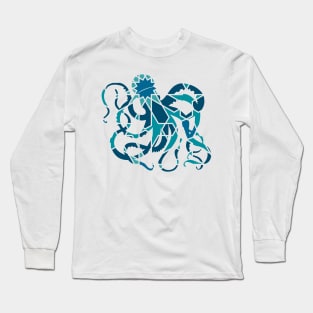 Great Octopus Silhouette with Pattern Long Sleeve T-Shirt